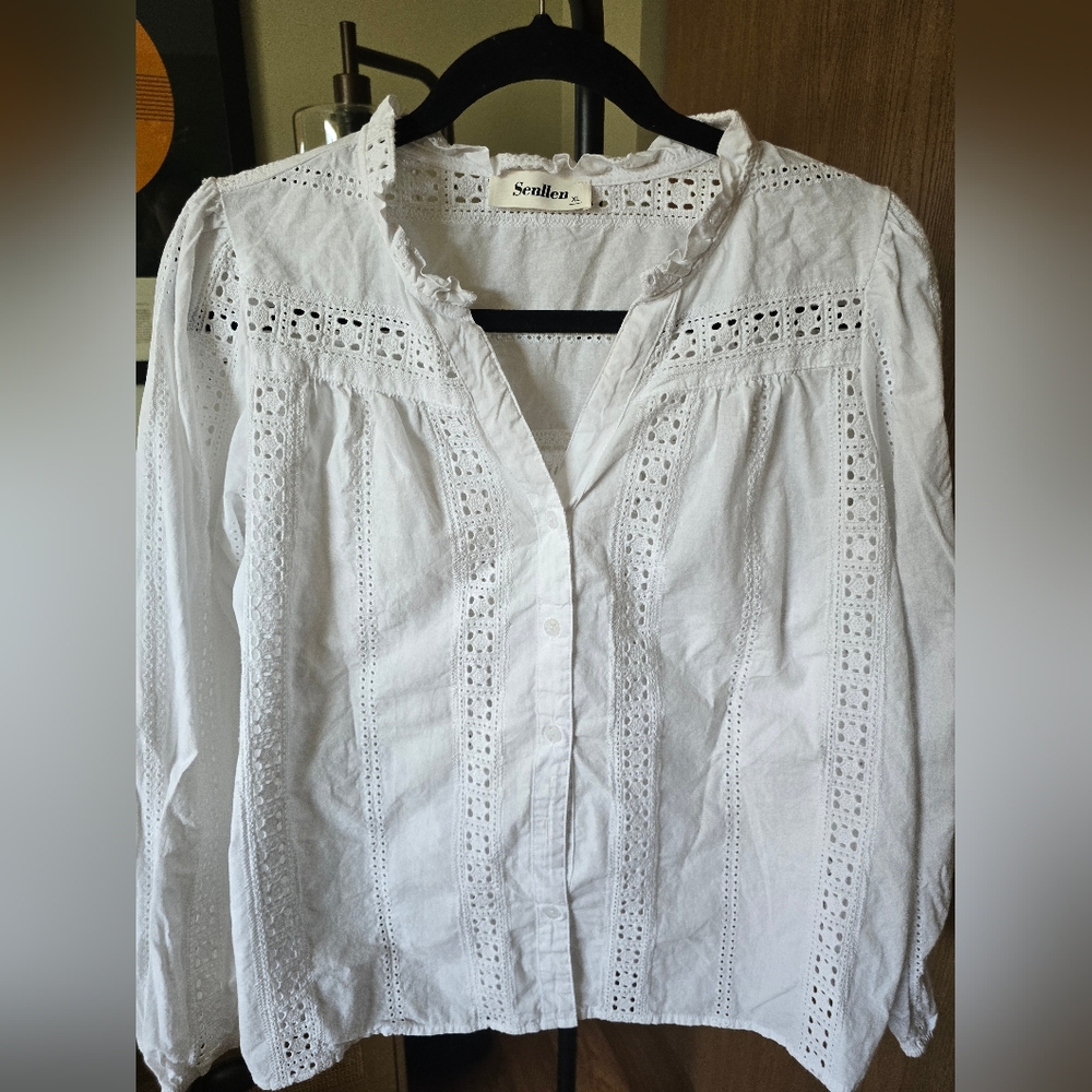 Women's White Eyelet Blouse